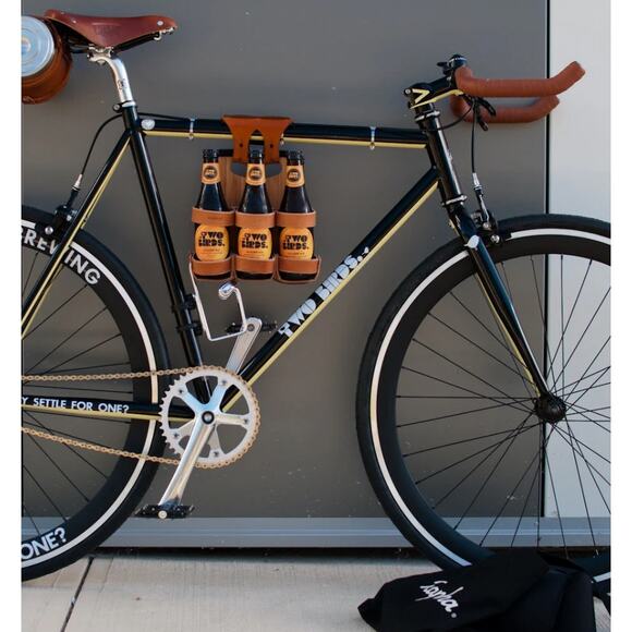 WALNUT Leather Studio Black Leather 6 Pack Beer Bicycle Carrier Masonite - Picture 9 of 9